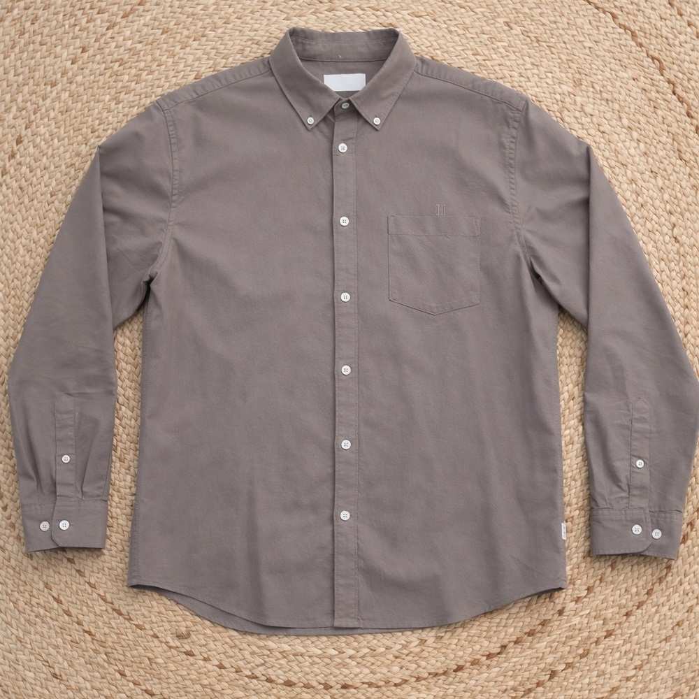Taupe Button-Down Shirt for Men